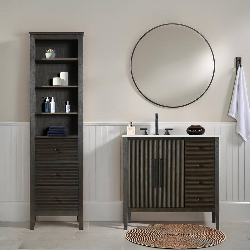 Kensington 16-28 Inch Open Shelving Bath Storage Cabinet