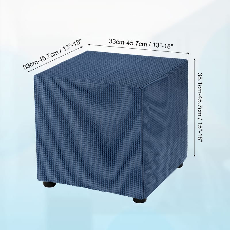 Square Ottoman Cover 18x18x18 inch Polyester Ottoman Slipcovers - Navy Blue