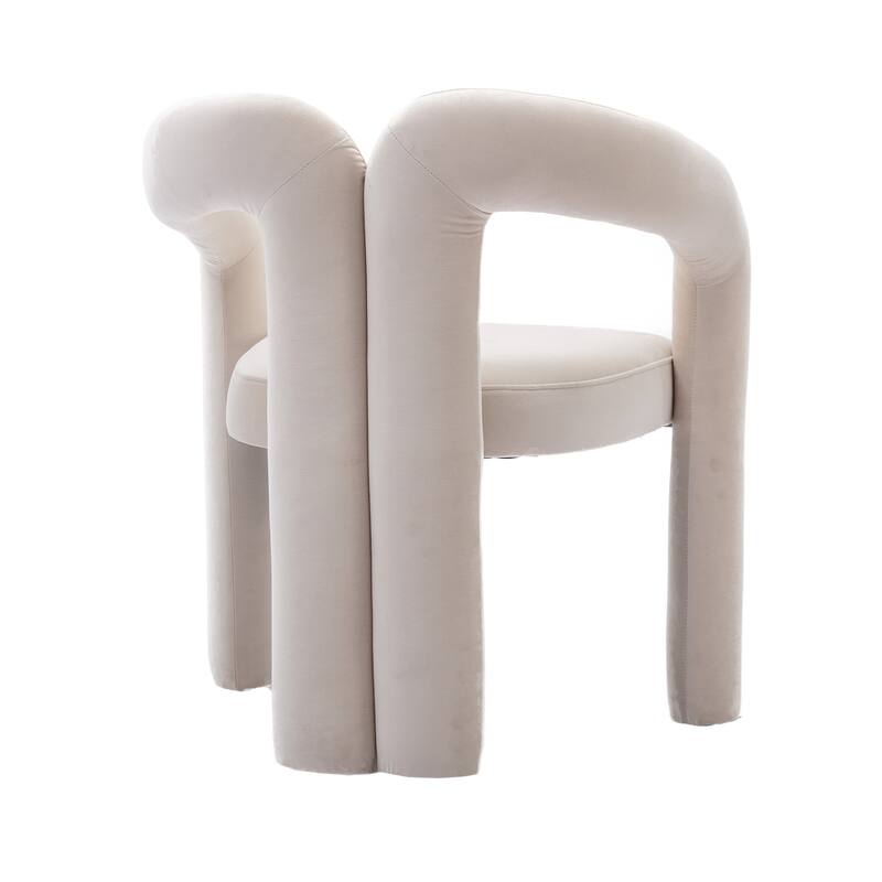 Set of 2 Beige Velvet Fabric Upholstered Armchair Dining Chair Barrel Side Chairs Accent Chair for Living Room Bedroom Kitchen