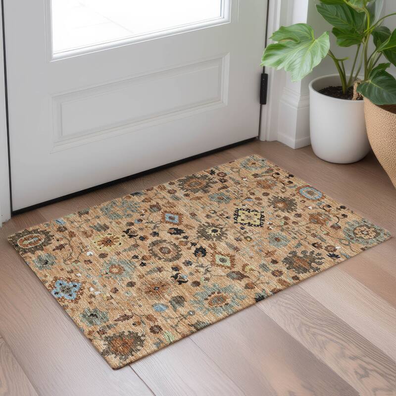 Machine Washable Indoor/ Outdoor Traditional Marci Chantille Rug