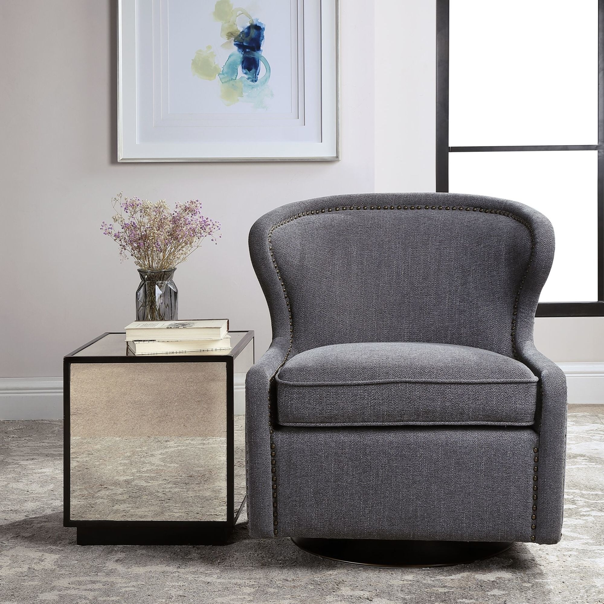 Shop Uttermost 23560 Biscay 28 Wide Wingback Swivel Chair With