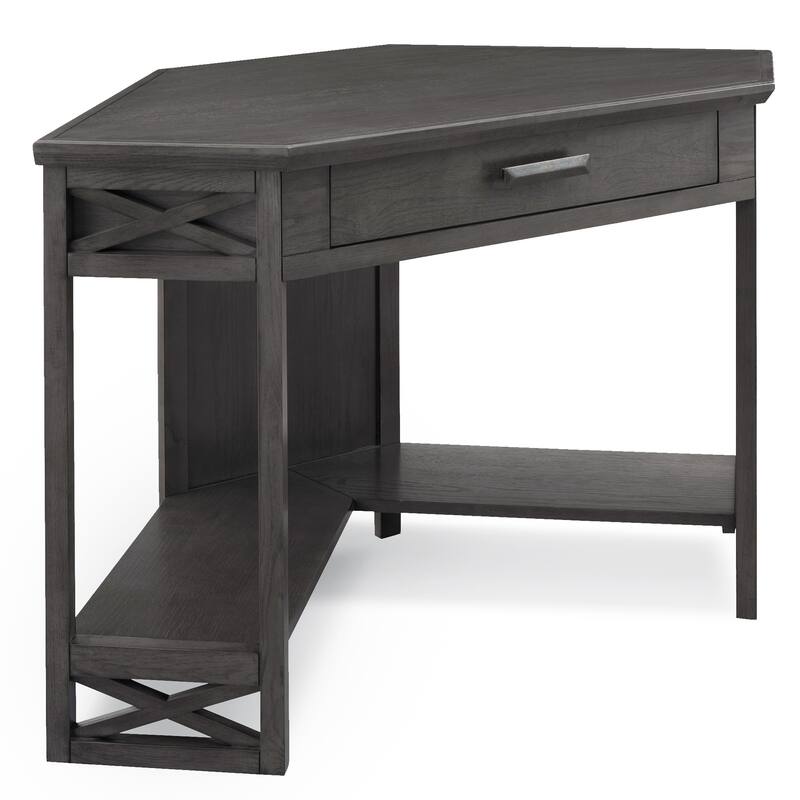 Boho Computer Desk with Drawer - Oak Finish Writing Table, 48" L x 24" W - Modern Office Desk