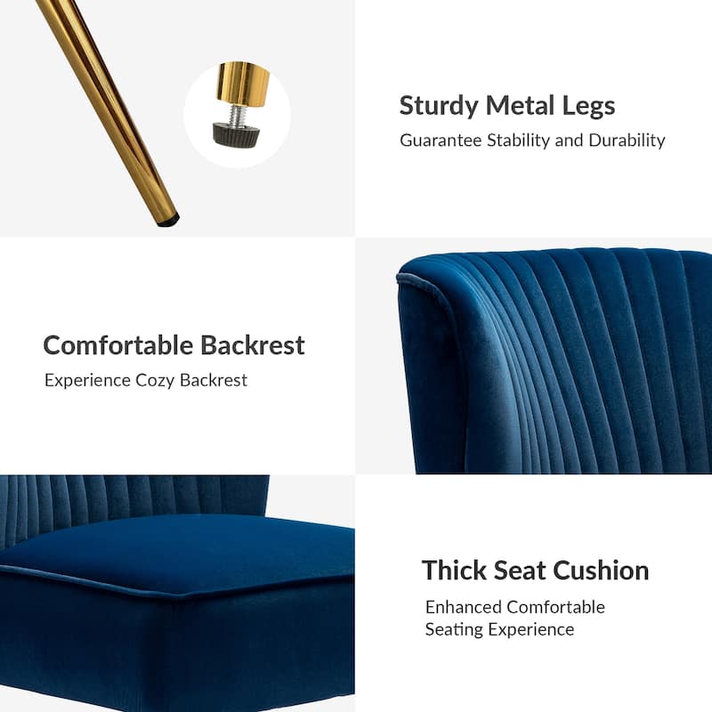 Monica 22''W Upholstered Modern Tufted Accent Side Chair with Gold Legs by HULALA HOME