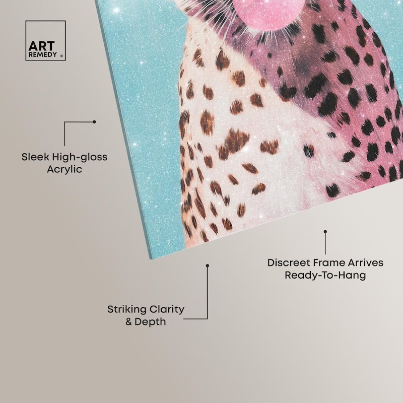 Pastel Cheetah Bubblegum Acrylic by Art Remedy, Ready to Hang