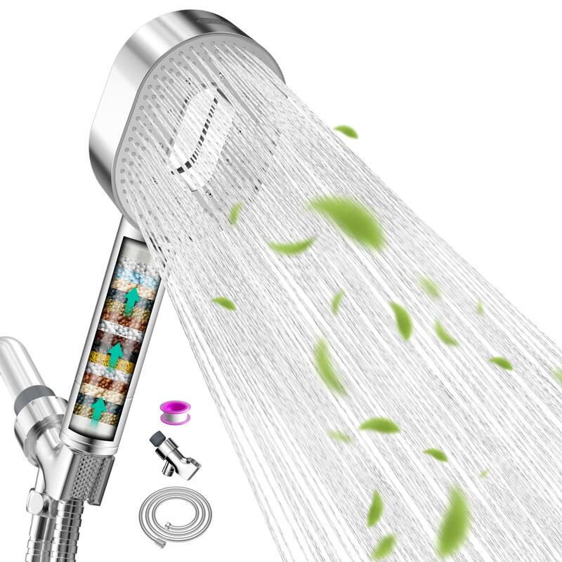 High Pressure 3 Spray Mode Handheld Showerhead with Filters - Chrome