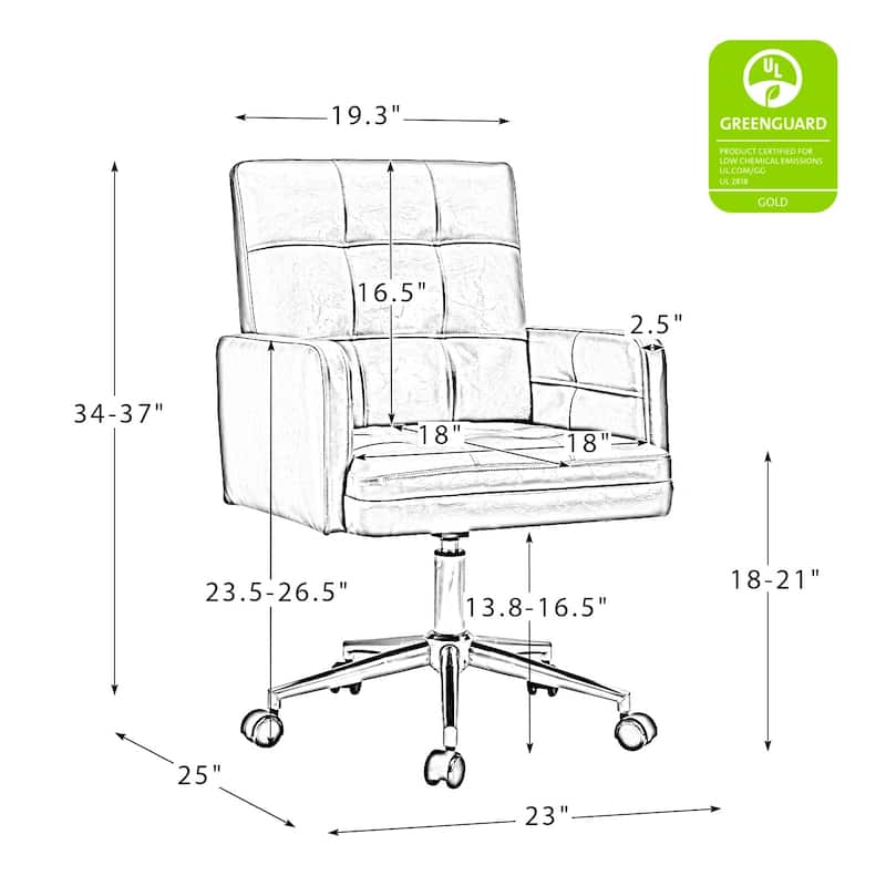 Lorenz Modern Vegan Leather Height-adjustable Office Chair with 5 Wheels by HULALA HOME