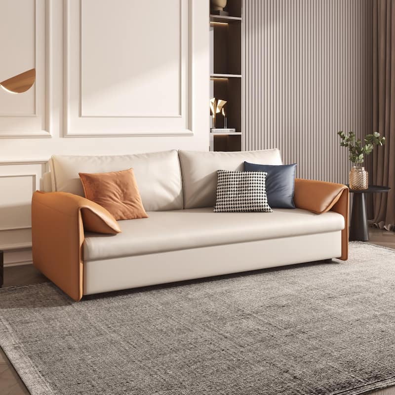 JASIWAY 65.4'' Vegan Leather Sofa Bed Sleeper Sofa