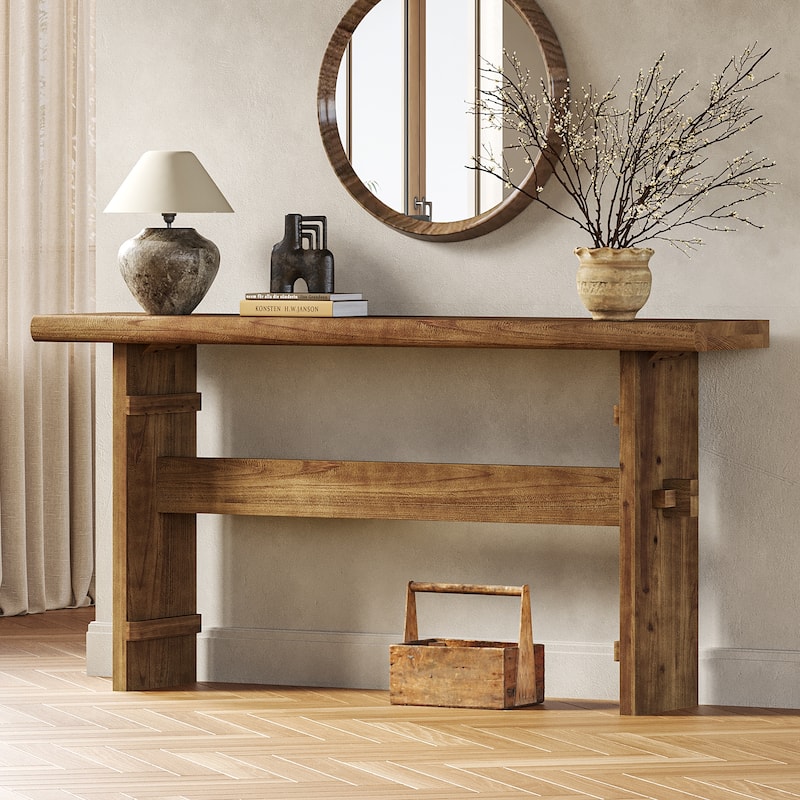 63 Inch Solid Wood Console Table for Entryway - 63" L x 11.8" W x 31.5" H