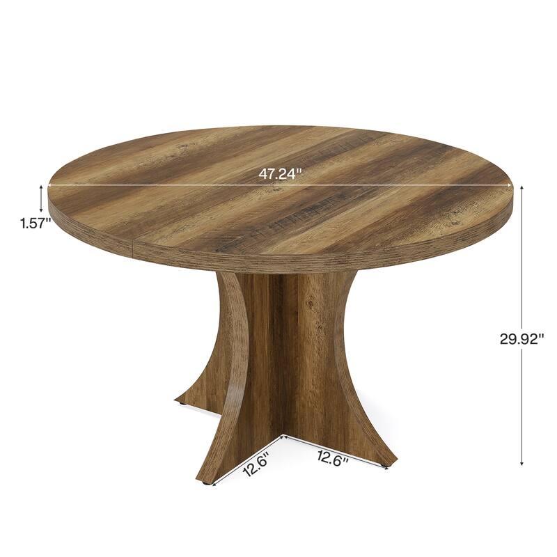 47 Inch Round Dining Table for 4-6, Kitchen Table Wood Dining Table Coffee Table