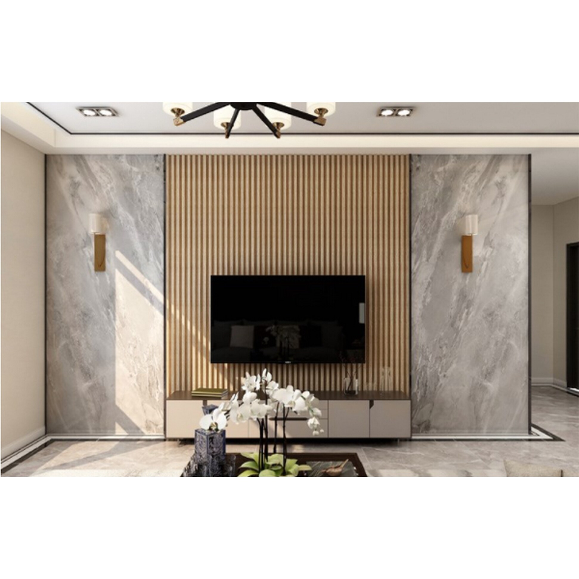 93 in. x 6 in x 0.8 in. Solid Wood Wall Siding Board - 3pc+1pc EndTrim ...