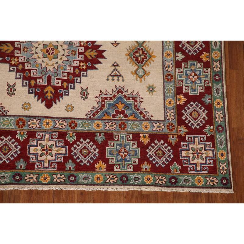Kazak Area Rug Hand-Knotted Wool Carpet - 6'8" x 9'10"