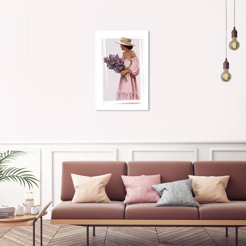 Wynwood Studio Fashion and Glam Purple Bouquet Simple Pink and Modern & Contemporary Wall Art Canvas Print - 30 x 20