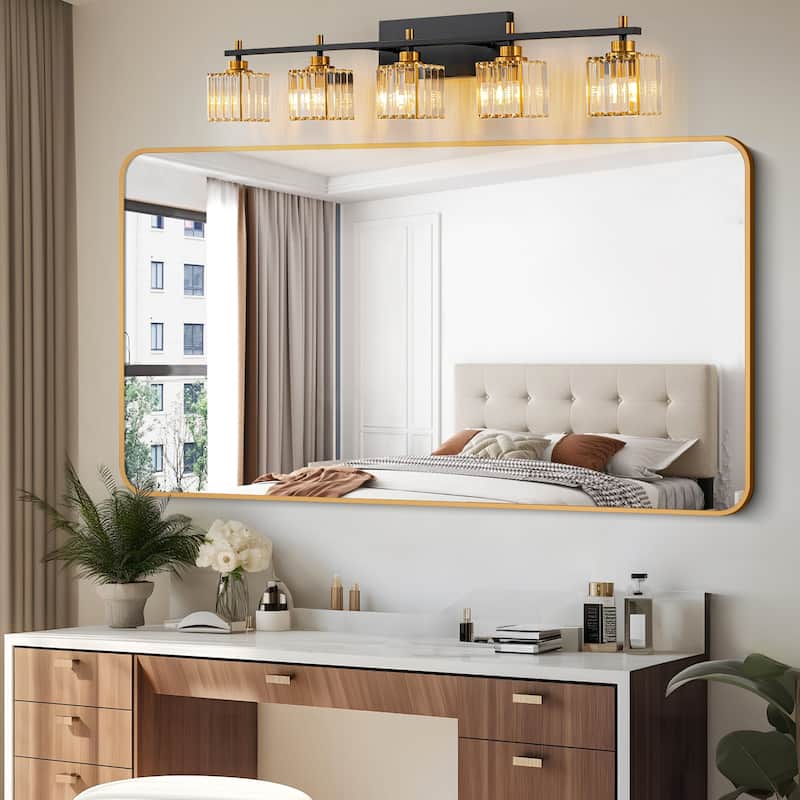 Modern Dimmable Glam Crystal Black Gold Bathroom Vanity Lights