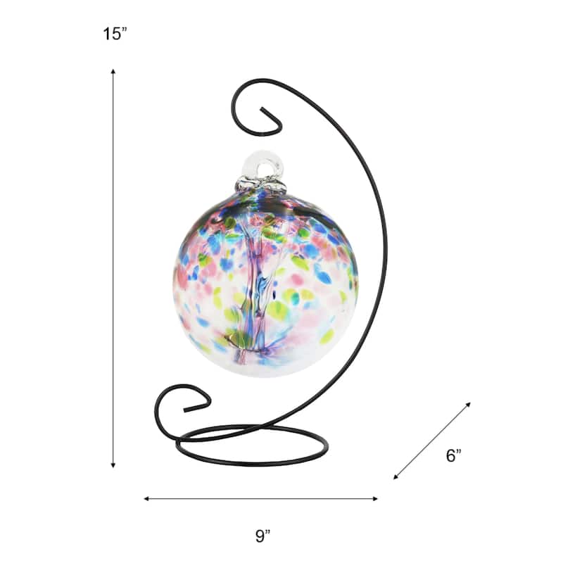 Tree Of Life 6In Hope Hand Blown Glass Ball With Stand