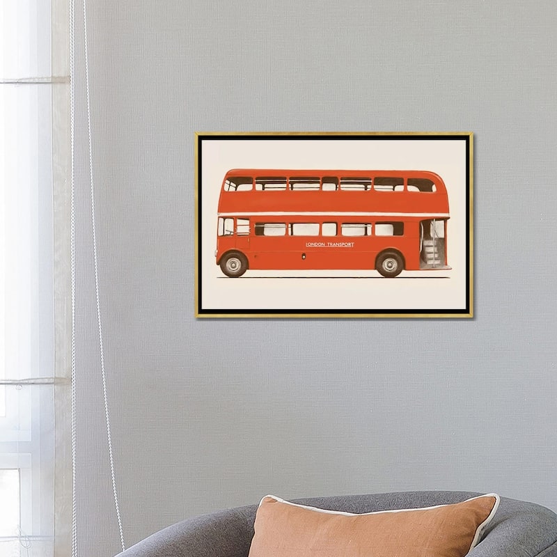 iCanvas "English Bus (London Transport Double-Decker)" by Florent Bodart Framed
