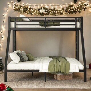 Black Metal Twin XL over Queen Bunk Bed With Under Bed Storage