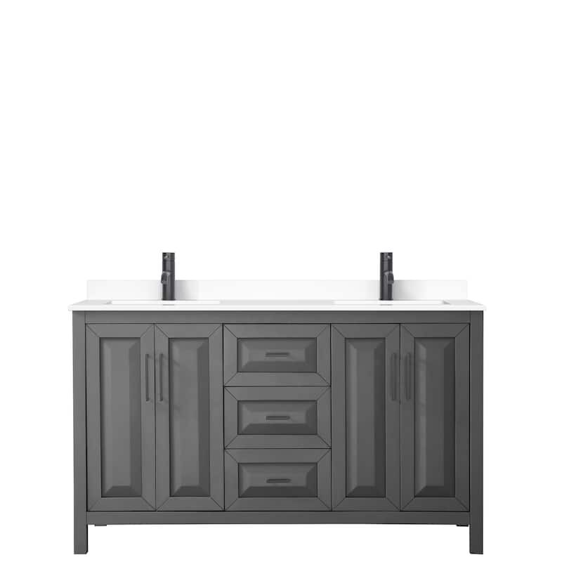 Daria 60 Inch Double Vanity, Cultured Marble Top
