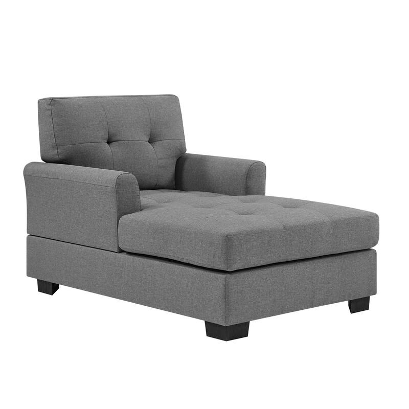 34" Wide Gray Polyester Chaise Lounge