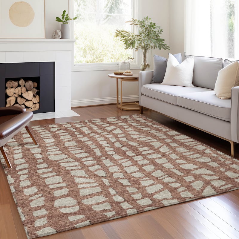 Machine Washable Indoor/ Outdoor Chantille Modern Abstract Rug