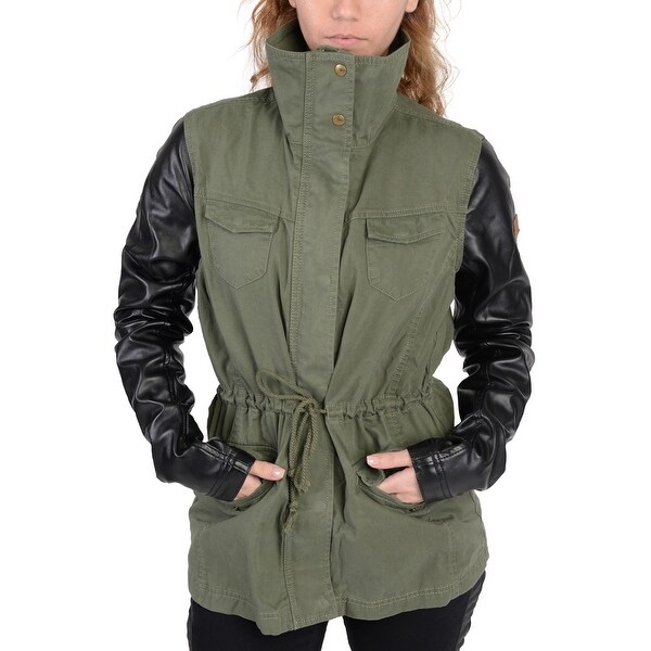 Shop Adidas Womens Fabric Mix Utility Jacket Utility Green ...