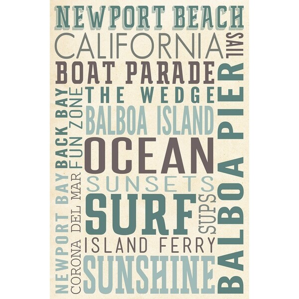 Newport Beach California Typography 2 Lantern Press Artwork Art Print Multiple Sizes Available 9 X 12 Art Print