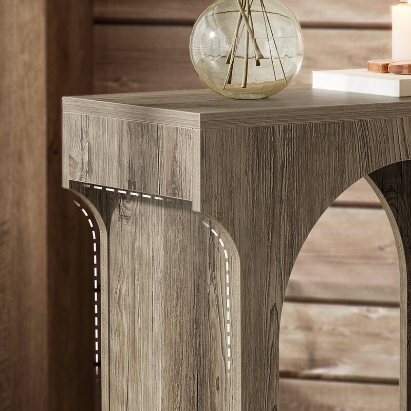 2 Tier Wood End Side Table with Innovative Arched Design