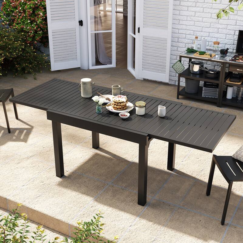 Outdoor 5/7/9-piece Aluminum Dining Set Extendable Table and Stackable Chairs