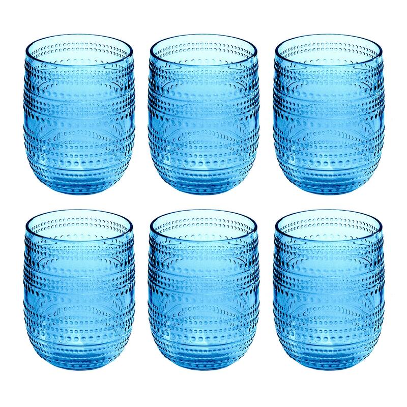 Beaded Stemless , Sea Green, 15 oz, Set of 6
