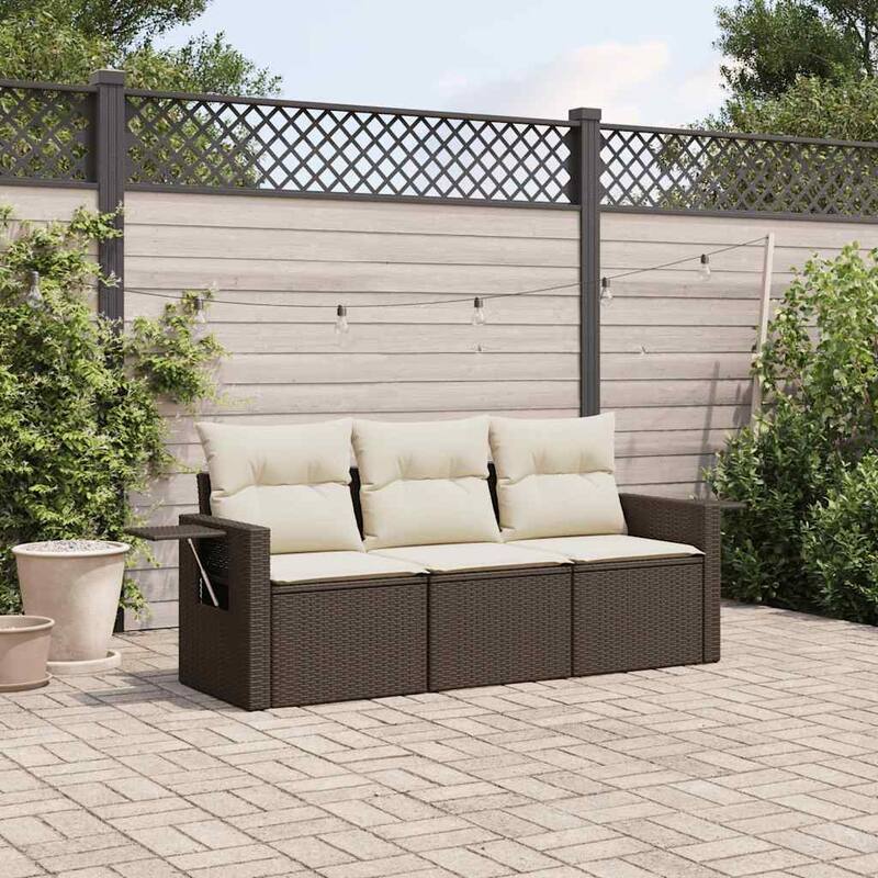 vidaXL Garden Sofa Set Brown, Cream White - Brown-Without table