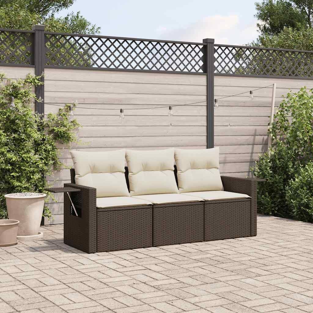 vidaXL Garden Sofa Set Brown, Cream White