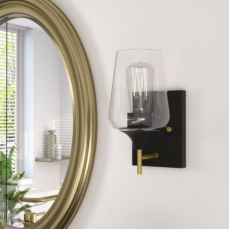 2-pack Modern 1-light Sconce Black Gold Wall Light