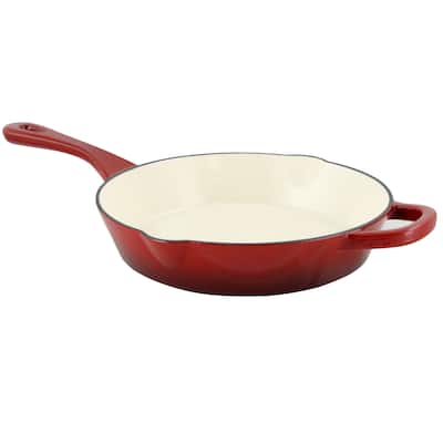 Crock Pot Artisan Enameled 10" Round Cast Iron Skillet in Scarlet Red