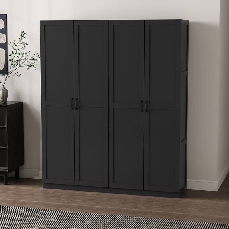 Manhattan Comfort 2-Piece Modern Cornelia Storage Closet - Black