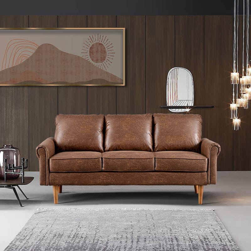 OVIOS Upholstered Mid-century Sofa - Brown
