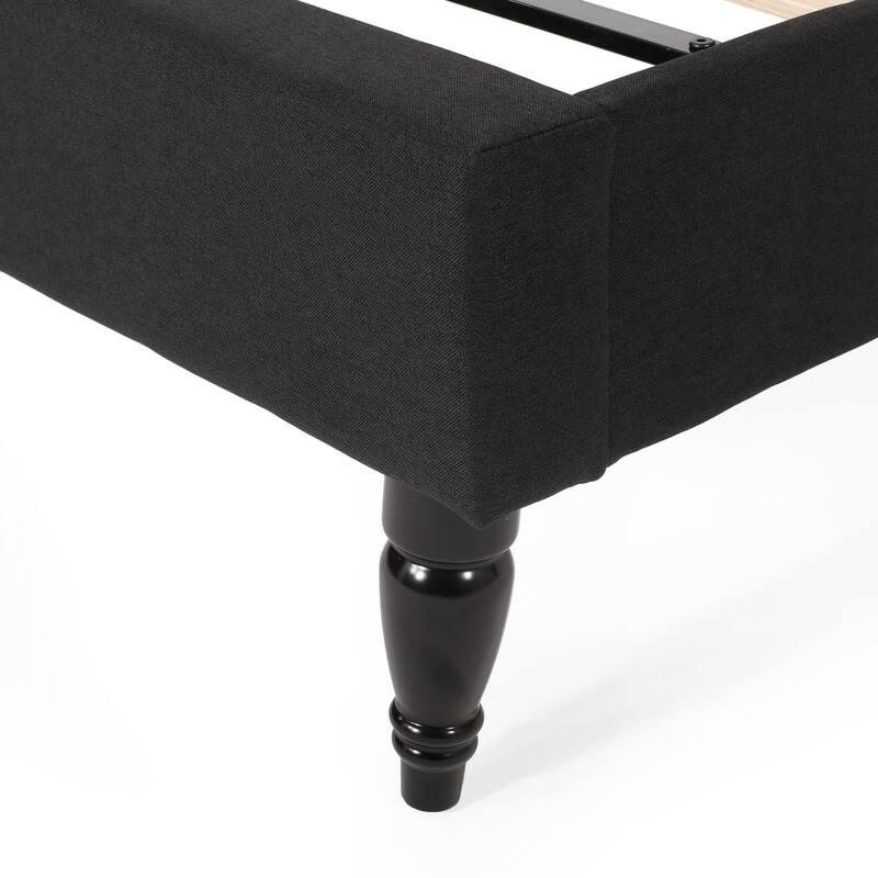 Button Tufted Wingback Headboard, King Size Upholstered Platform Bed Low Profile Bed with Turned Legs and Center Support Legs