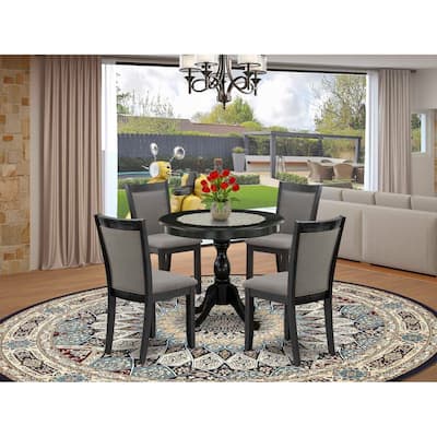 HomeStock 5-Piece Natural Oak Finish Solid Wood Top Dining table with 4 Chairs