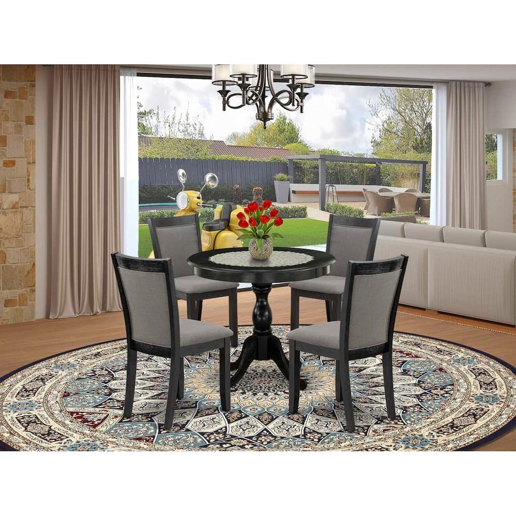 HomeStock 5-Piece Natural Oak Finish Solid Wood Top Dining table with 4 Chairs