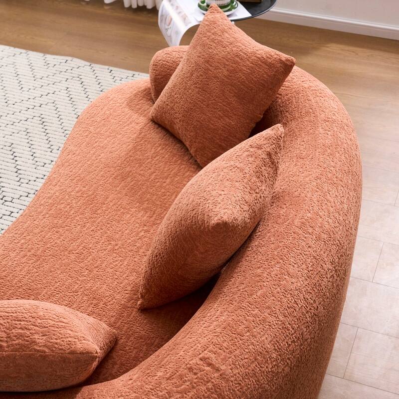 Curved Loveseat Full Compression Sponge Sofa, Chenille Fabric