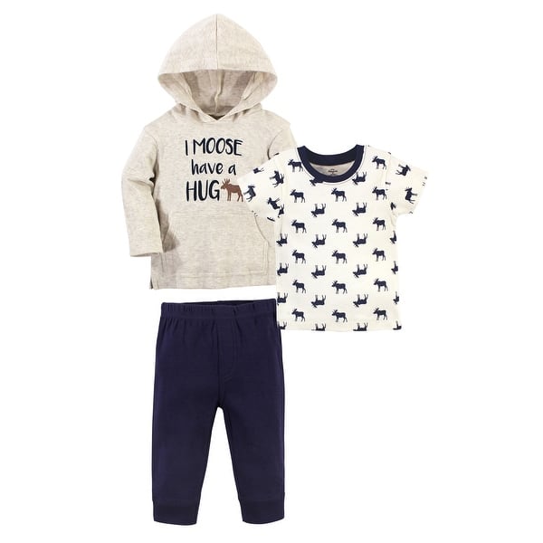 slide 1 of 1, Little Treasure Toddler Girl Hoodie, Tee Top, and Pant Set, Moose Hug Toddler 2T - Moose Hug Toddler