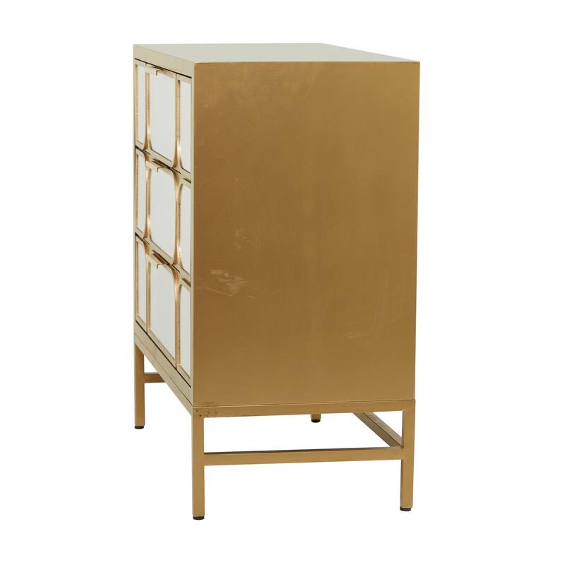 Gold Wooden 3 Door Room Cabinet or 3 Drawer Chest with Mirrored Front