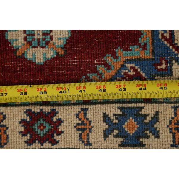 dimension image slide 0 of 2, Traditional Geometric Oriental Kazak Wool Runner Rug Handmade Carpet - 1'11" x 5'11"