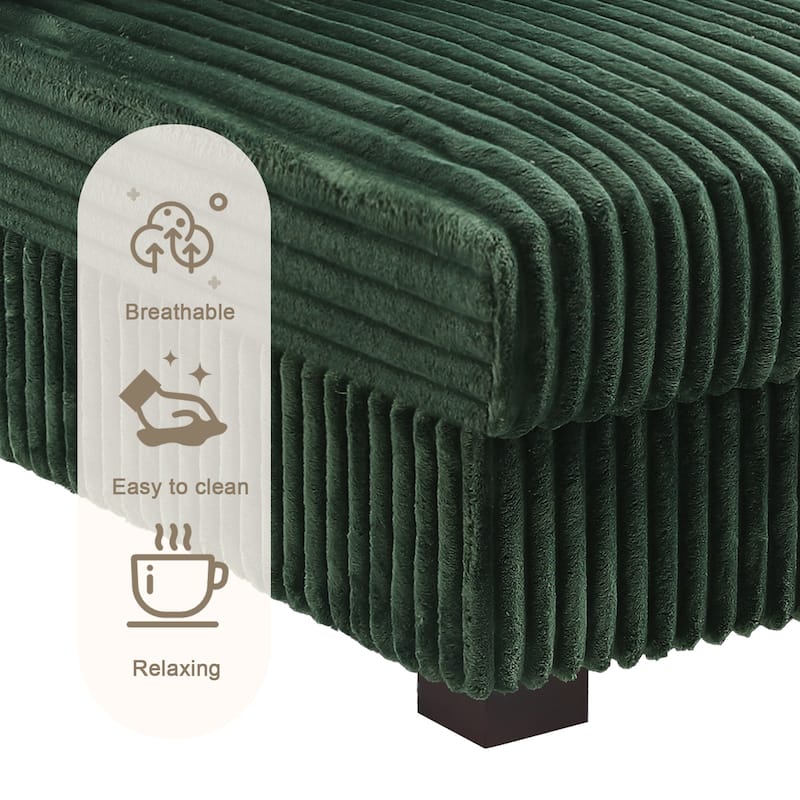 Anne 150" W Upholstered Plush Corduroy Modular Sectional Sofa