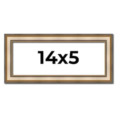 14x5 Frame Gold Solid Wood Shadow Box Width 1.5 Inches | Interior Frame Depth 2 3/8 Inches