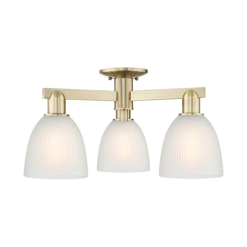 Innovations Lighting 716-3F-11-24 Castile Semi-Flush Castile 3 Light - Antique Brass / White