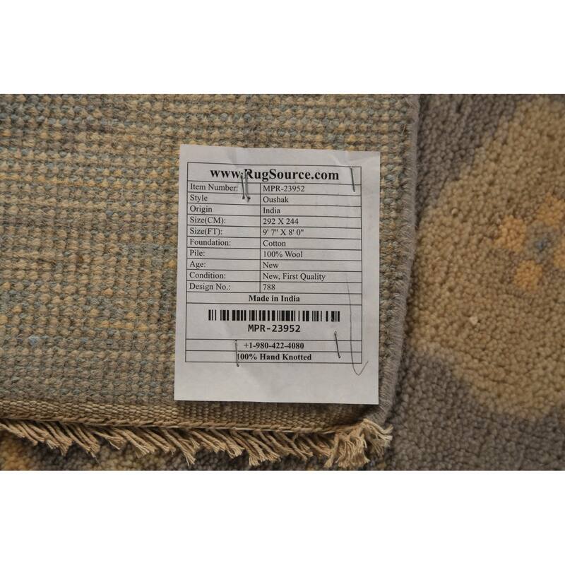 Earth Tone Oushak Indian Area Rug Handmade Wool Carpet - 8'0"x 9'7"