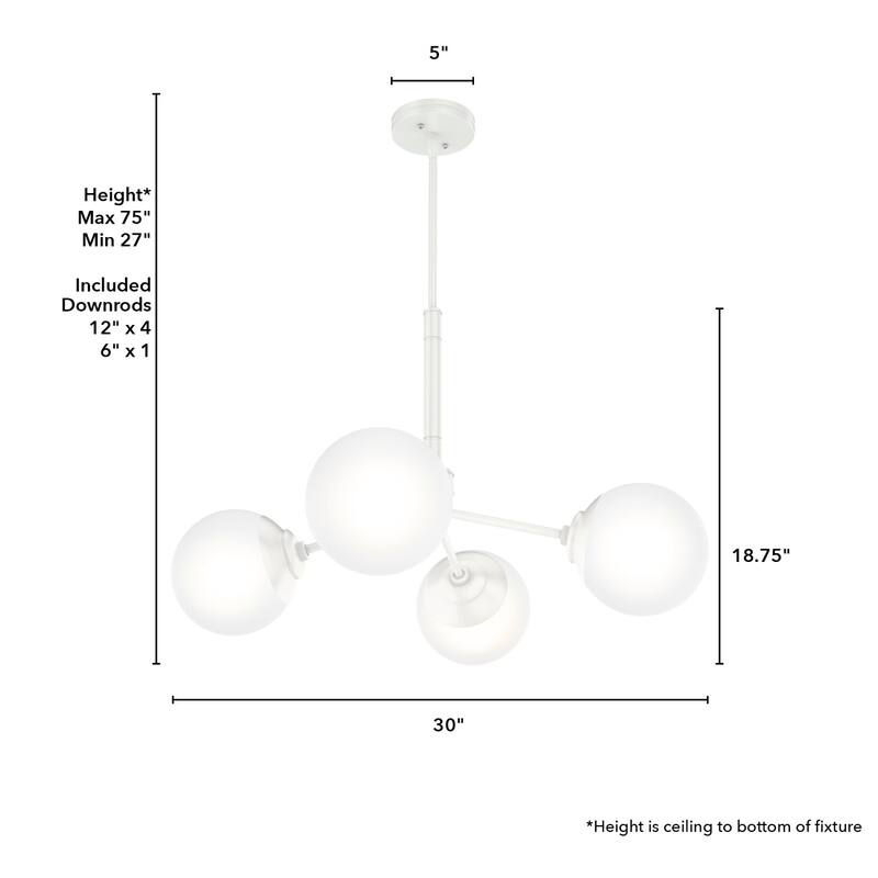 Hunter Hepburn Chandelier - Dining Room, Entry - Retro/Minimalistic, Sputnik