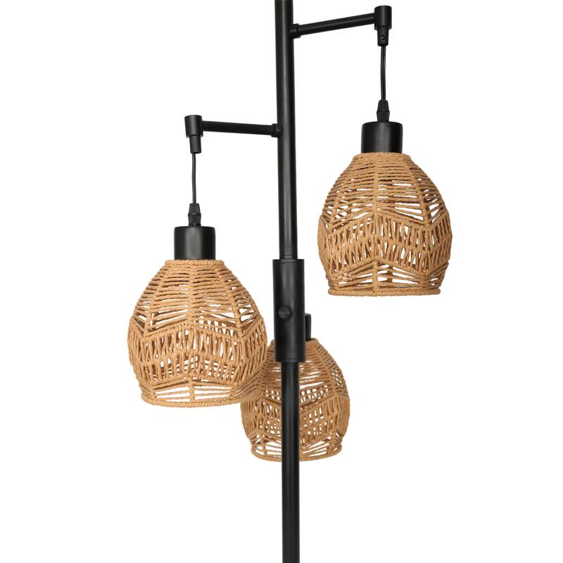 Woven Globe Floor Light Bohemian Tall Lamp