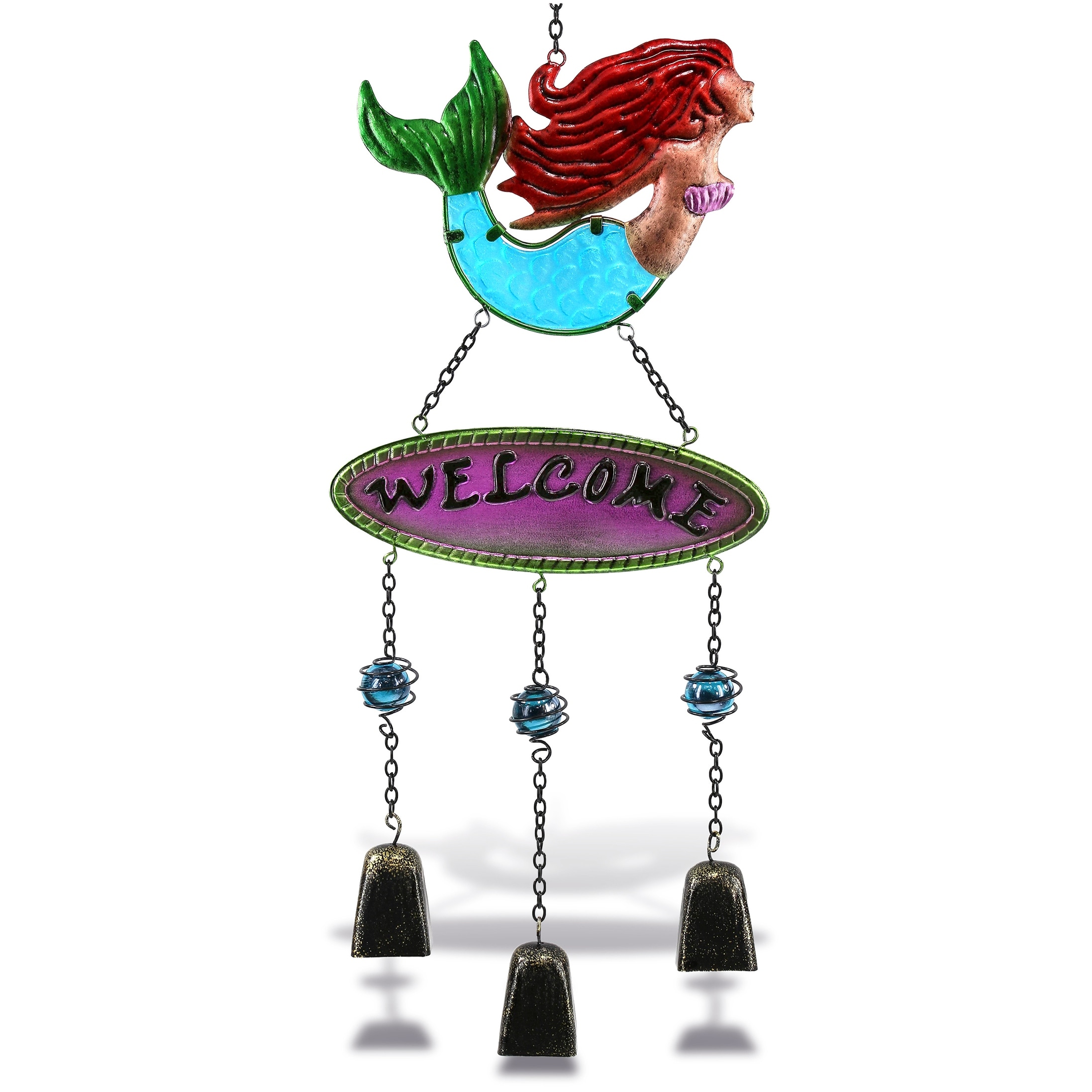 CoTa Global Mermaid Wind Chime – Handmade Glass and Metal Chime - 25.5 Inches