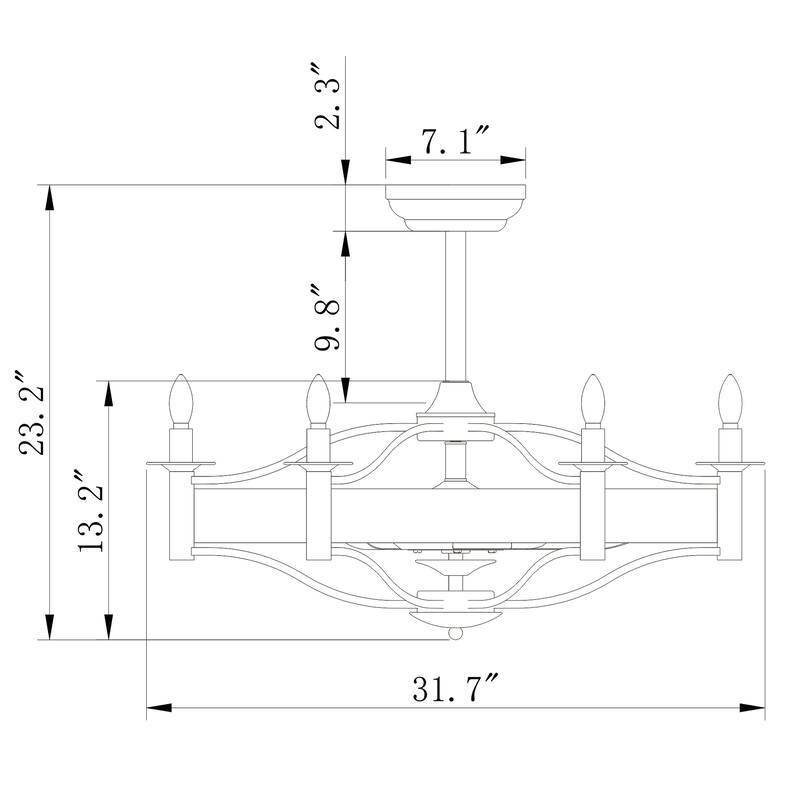 Jule Contemporary Candelabra 32-Inch 3 Blade Lighted Ceiling Fan