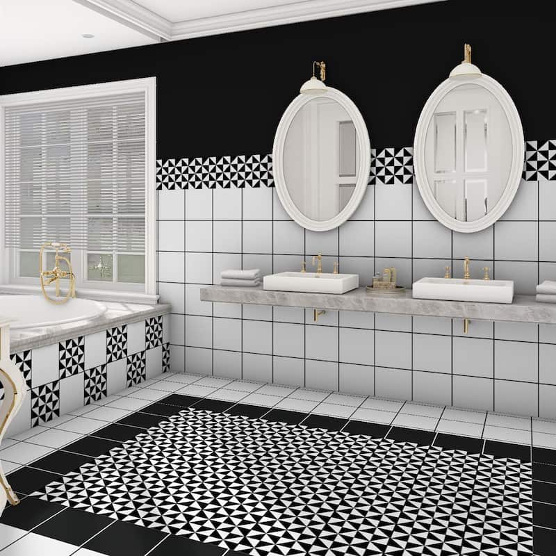 Merola Tile Textile Basic Black 9-3/4" x 9-3/4" Porcelain Floor and Wall Tile